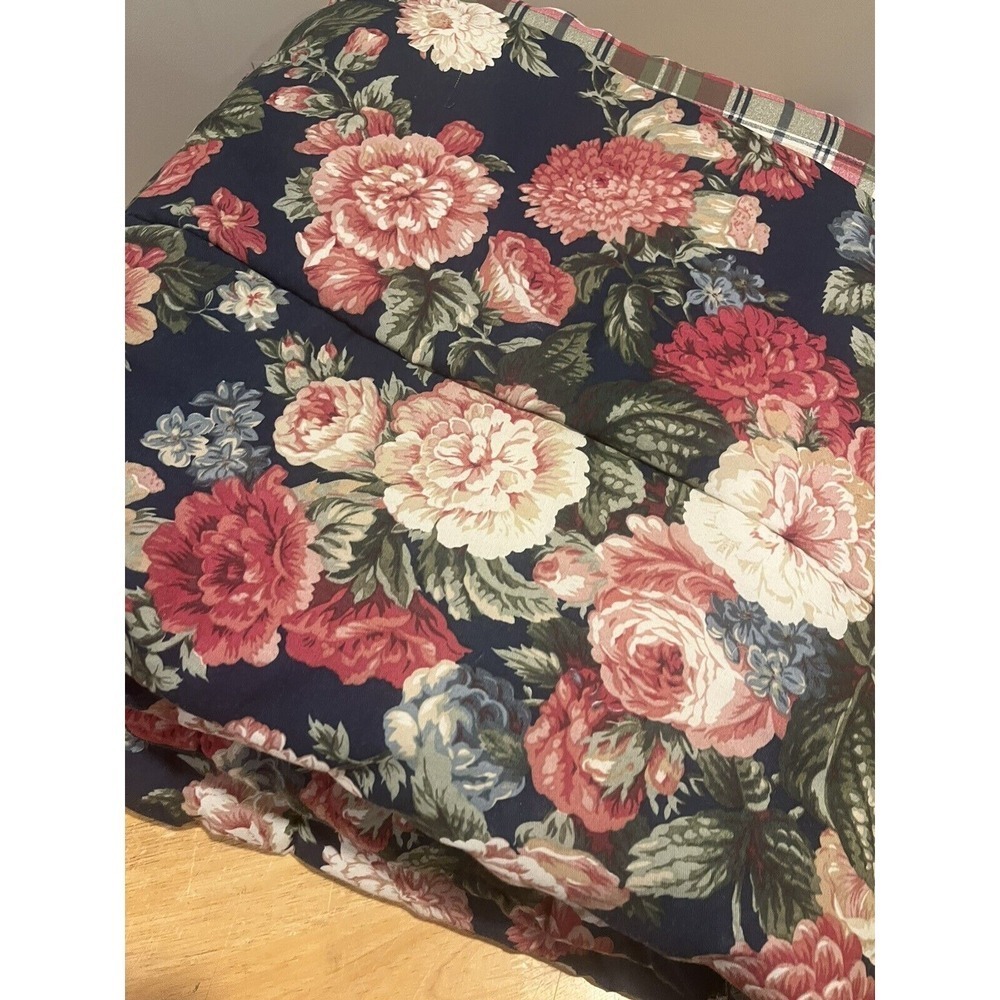 Ralph Lauren Vtg Garden Gatehouse Blue Rose Floral Twin Comforter RARE‎ 75x84"